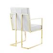Posh Living Evan Tufted Faux Leather Dining Chair - White/Gold (Set of 2)