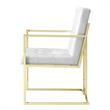 Posh Living Evan Tufted Faux Leather Dining Chair - White/Gold (Set of 2)