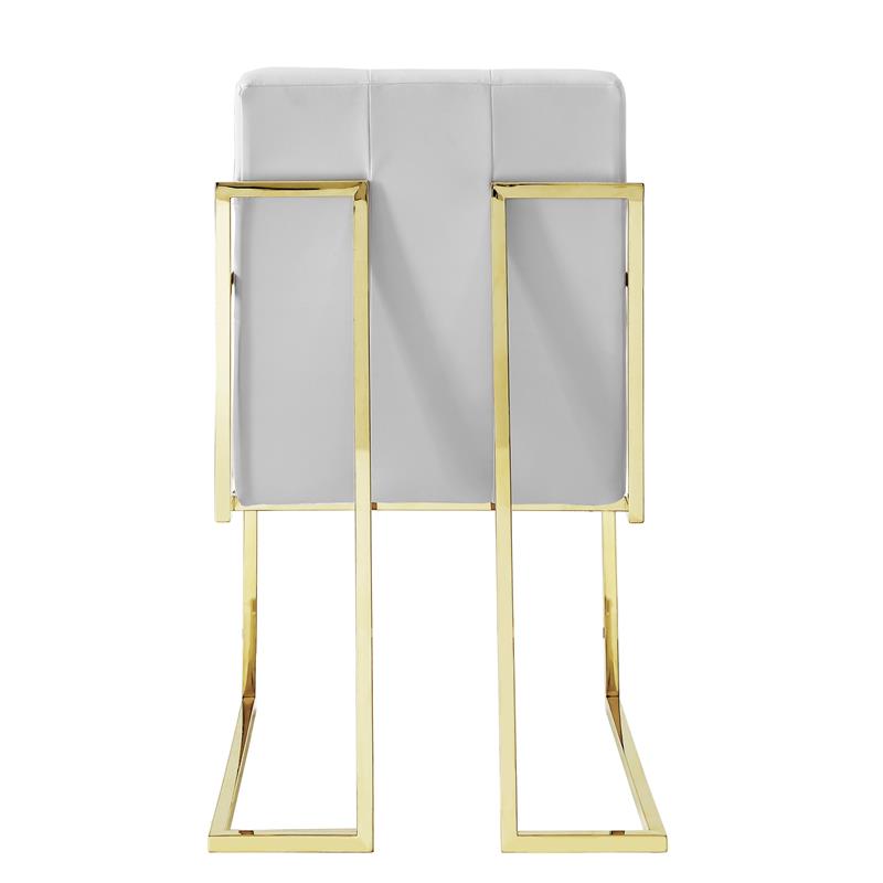 Posh Living Evan Tufted Faux Leather Dining Chair - White/Gold (Set of 2)
