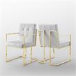 Posh Living Evan Tufted Faux Leather Dining Chair - White/Gold (Set of 2)
