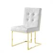 Posh Living Evan Faux Leather Dining Side Chair in White/Gold (Set of 2)