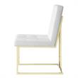 Posh Living Evan Faux Leather Dining Side Chair in White/Gold (Set of 2)