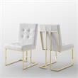 Posh Living Evan Faux Leather Dining Side Chair in White/Gold (Set of 2)