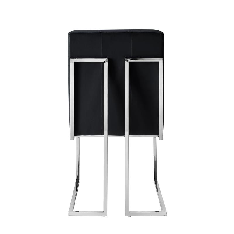 Posh Living Evan Velvet Dining Side Chair in Black/Chrome (Set of 2)