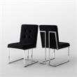 Posh Living Evan Velvet Dining Side Chair in Black/Chrome (Set of 2)