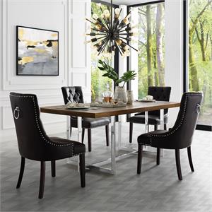 Posh Living Jose Faux Leather Dining Chair in Espresso (Set of 2)