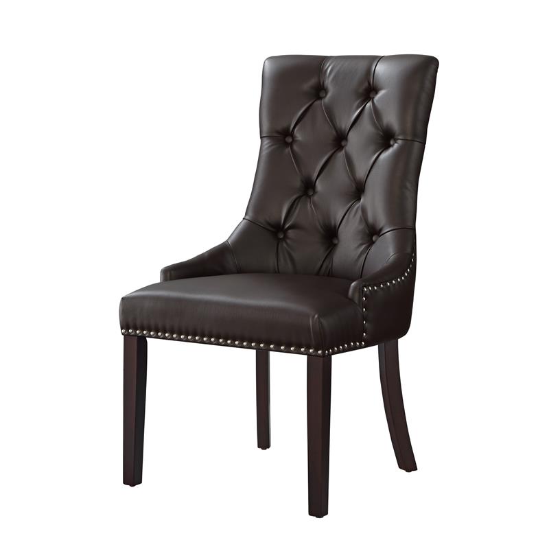 Posh Living Jose Faux Leather Dining Chair in Espresso (Set of 2)