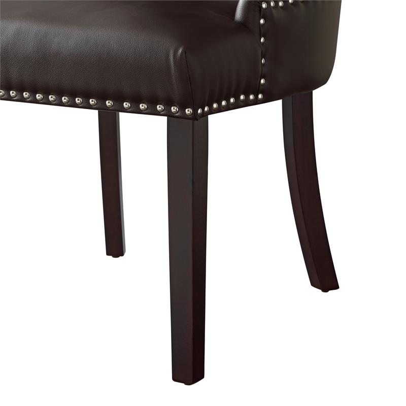 Posh Living Jose Faux Leather Dining Chair in Espresso (Set of 2)
