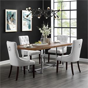 Posh Living Jose Faux Leather Dining Chair in White (Set of 2)