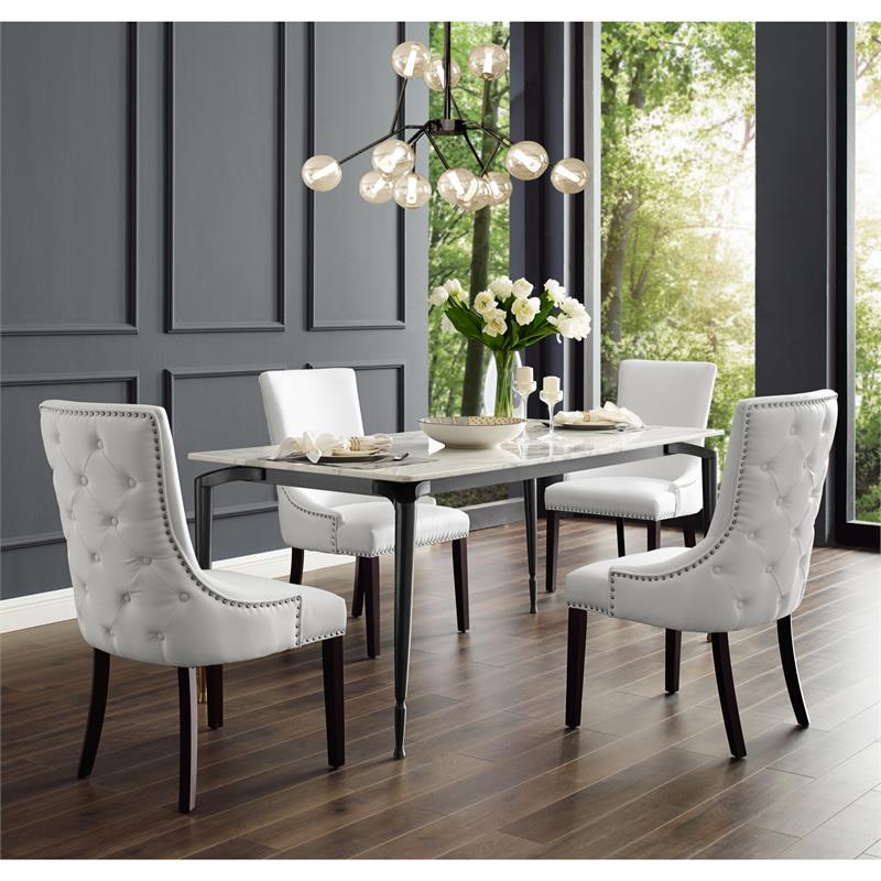 Posh Living Kinsley Tufted Faux Leather, White Tufted Chair For Dining Room