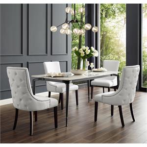 Posh Living Kinsley Tufted Faux Leather Dining Chair in White (Set of 2)