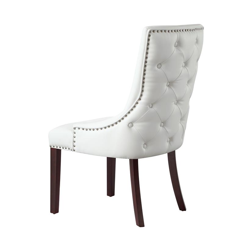 Posh Living Kinsley Tufted Faux Leather Dining Chair in White (Set of 2