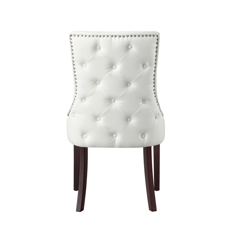 Posh Living Kinsley Tufted Faux Leather Dining Chair in White (Set of 2)