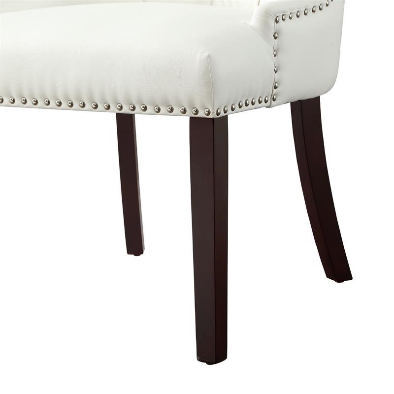 Posh Living Kinsley Tufted Faux Leather Dining Chair in White (Set of 2)
