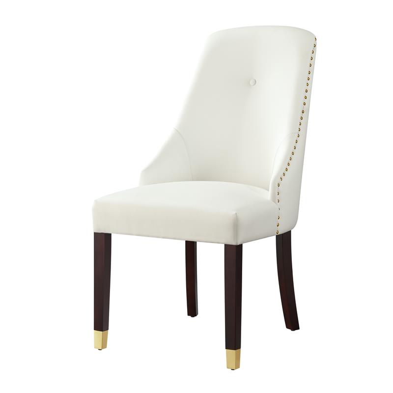 white leather chair with nailheads