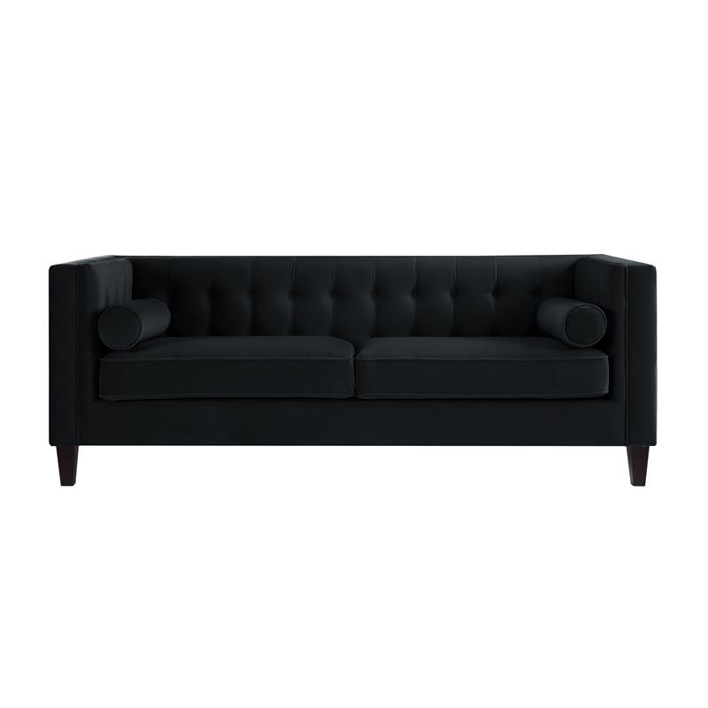 Posh Living Phoenix Button Tufted Velvet Sofa in Black