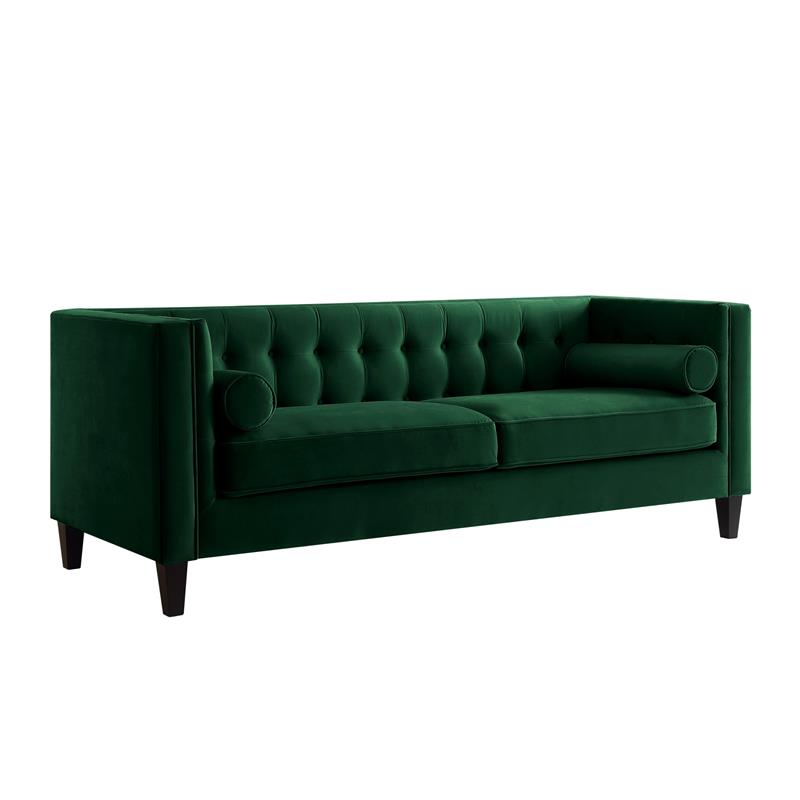 Posh Living Phoenix Button Tufted Velvet Sofa in Green