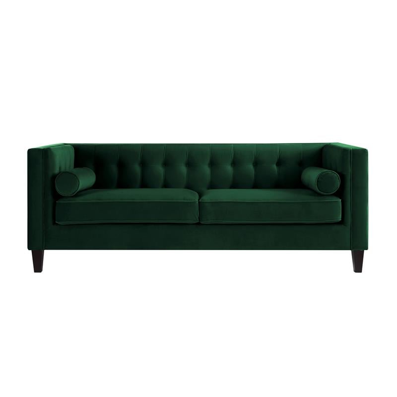Posh Living Phoenix Button Tufted Velvet Sofa in Green