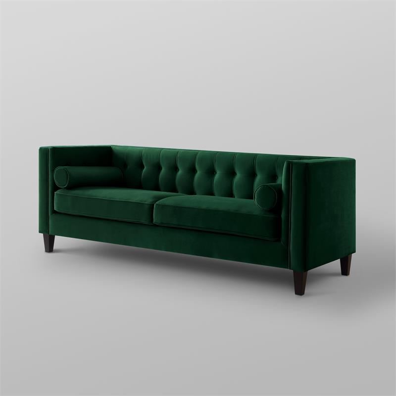 Posh Living Phoenix Button Tufted Velvet Sofa in Green