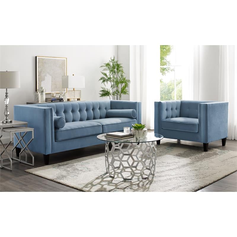 Slate blue velvet deals couch