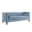 Posh Living Phoenix Button Tufted Velvet Sofa in Slate Blue