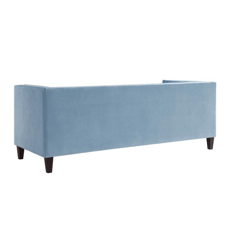 Posh Living Phoenix Button Tufted Velvet Sofa in Slate Blue