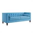 Posh Living Phoenix Button Tufted Velvet Sofa in Sky Blue