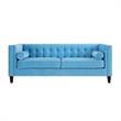 Posh Living Phoenix Button Tufted Velvet Sofa in Sky Blue