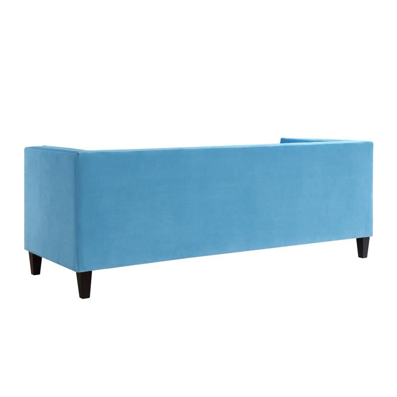 Posh Living Phoenix Button Tufted Velvet Sofa in Sky Blue