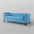 Posh Living Phoenix Button Tufted Velvet Sofa in Sky Blue