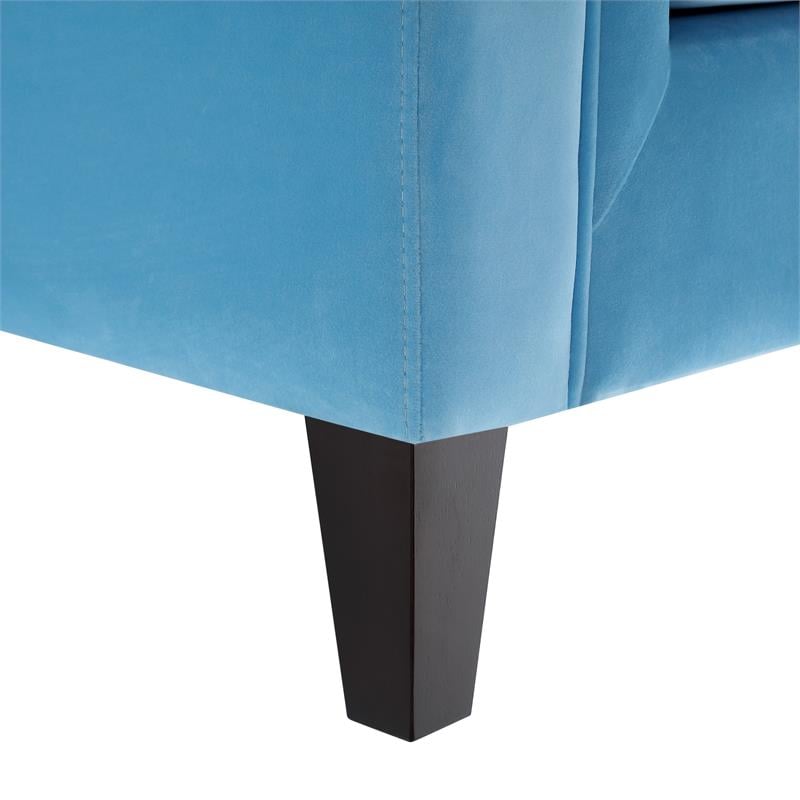 Posh Living Phoenix Button Tufted Velvet Sofa in Sky Blue