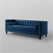 Posh Living Phoenix Button Tufted Velvet Sofa in Navy Blue