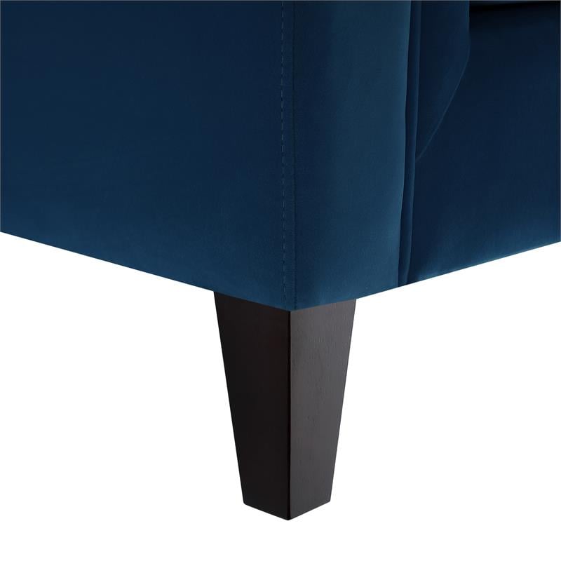 Posh Living Phoenix Button Tufted Velvet Sofa in Navy Blue