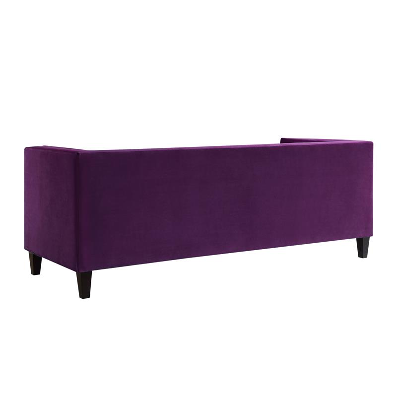Posh Living Phoenix Button Tufted Velvet Sofa in Purple