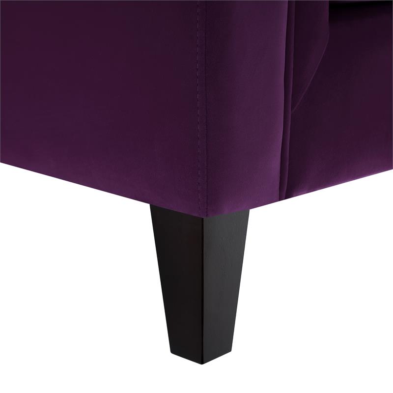 Posh Living Phoenix Button Tufted Velvet Sofa in Purple