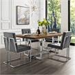 Posh Living Evan Velvet Dining Side Chair in Gray/Chrome (Set of 2)