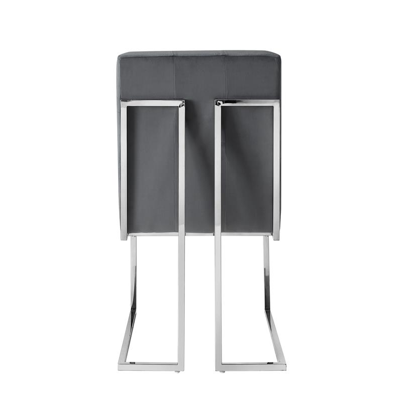 Posh Living Evan Velvet Dining Side Chair in Gray/Chrome (Set of 2)