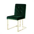 Posh Living Evan Velvet Dining Side Chair in Hunter Green/Gold (Set of 2)