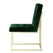 Posh Living Evan Velvet Dining Side Chair in Hunter Green/Gold (Set of 2)