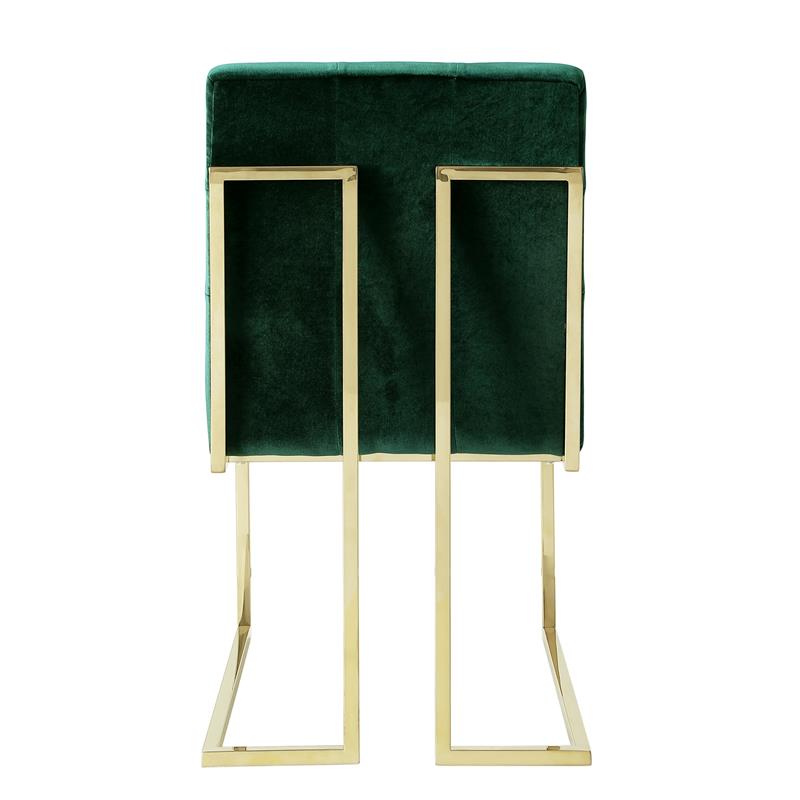 Posh Living Evan Velvet Dining Side Chair in Hunter Green/Gold (Set of 2)
