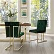 Posh Living Evan Velvet Dining Side Chair in Hunter Green/Gold (Set of 2)