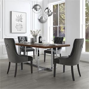 Posh Living Jose Faux Leather Dining Chair in Dark Gray (Set of 2)