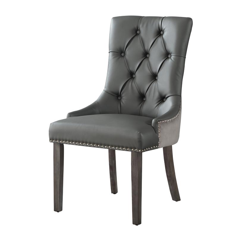 Posh Living Jose Faux Leather Dining Chair in Dark Gray (Set of 2)