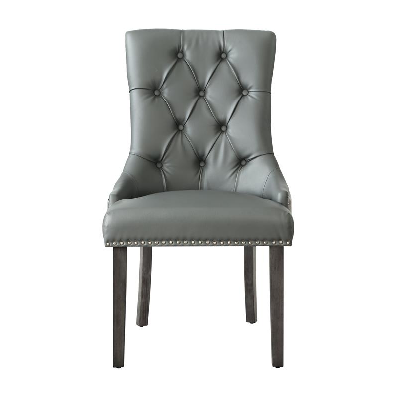 Posh Living Jose Faux Leather Dining Chair in Dark Gray (Set of 2)