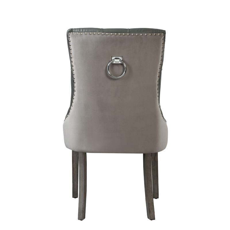 Posh Living Jose Faux Leather Dining Chair in Dark Gray (Set of 2)