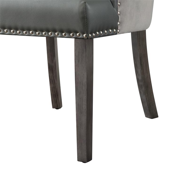 Posh Living Jose Faux Leather Dining Chair in Dark Gray (Set of 2)