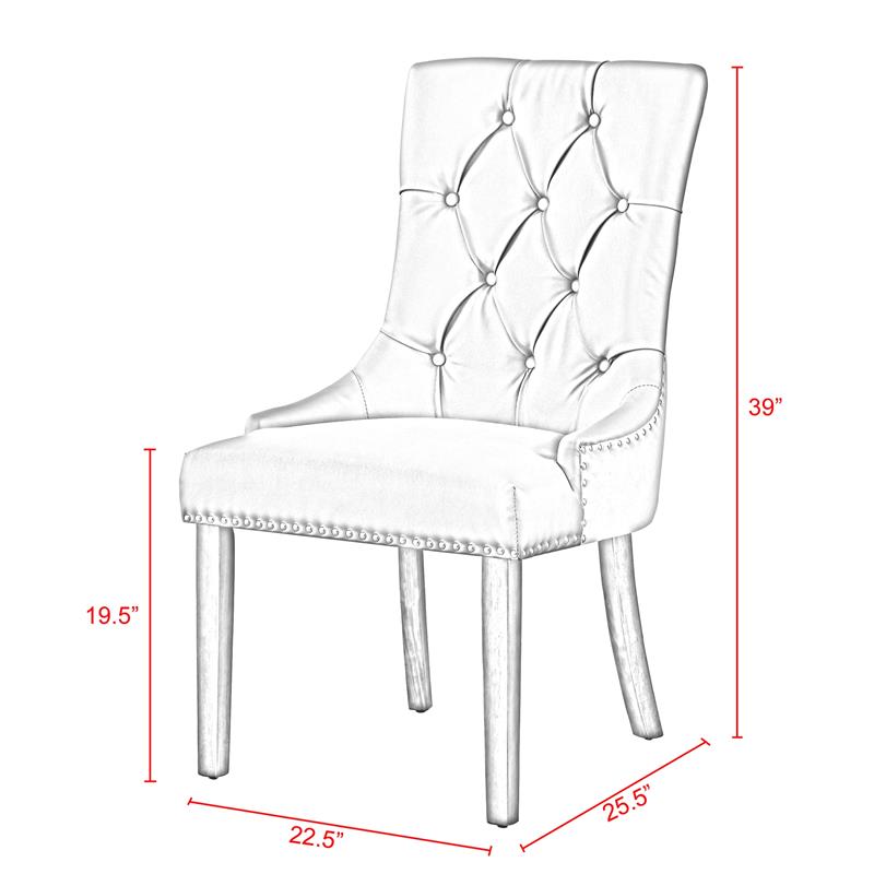 Posh Living Jose Faux Leather Dining Chair in Dark Gray (Set of 2)