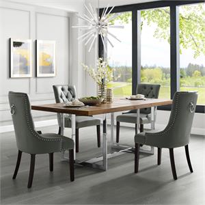 Posh Living Jose Faux Leather Dining Chair in Light Gray (Set of 2)