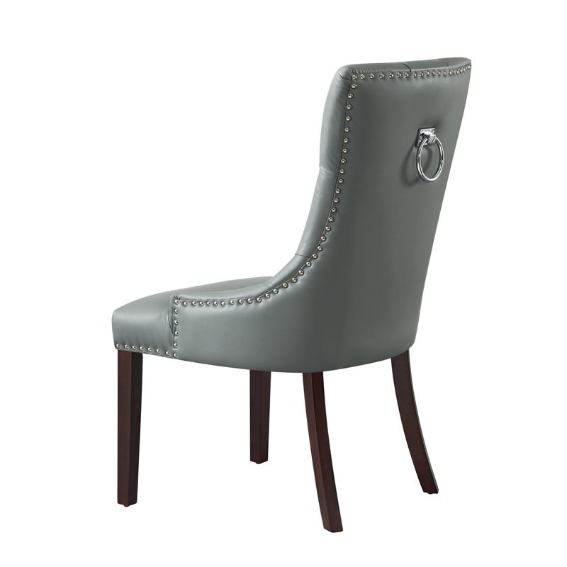 Posh Living Jose Faux Leather Dining Chair in Light Gray (Set of 2)