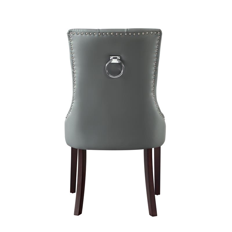 Posh Living Jose Faux Leather Dining Chair in Light Gray (Set of 2)